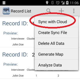 Select Sync with cloud
