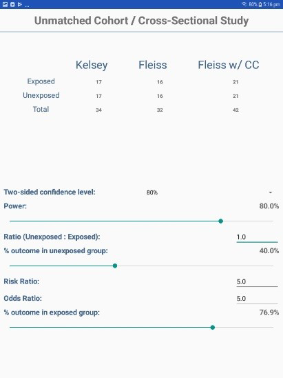 F673CohortCrossSectional Screen shot of Cohort/Cross Sectional option in StatCalc