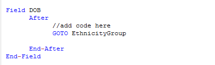 Check Code sample showing GoTo command