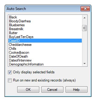 Autosearch command dialog