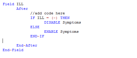 Check Code Sample showing the ENABLE and DISABLE commands
