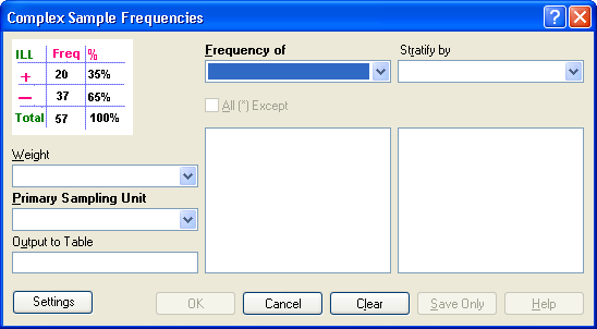 Complex Sample Frequencies dialog box