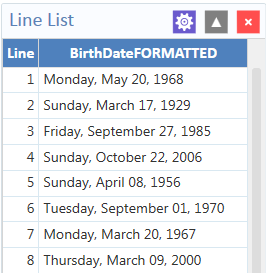 Formatted Variable line list