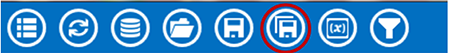 Visual Dashboard toolbar, with Save As icon circled