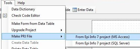 Make PRJ File | Form Designer | User Guide | Epi Info™ | CDC