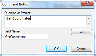Image showing the Command Button Field Definition Dialog box.