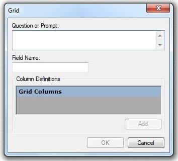Image showing the Grid Field Definition dialog box.