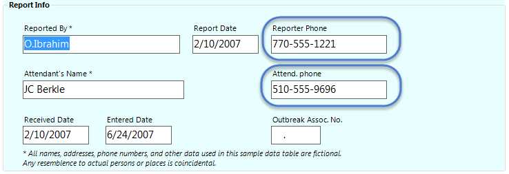 Image showing an example of a Phone Number field in use.