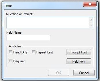 Image showing the Time Field Definition Dialog box.