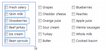 A blue rectangle shows what fields are to be selected.  When selected, each field will have a small blue box just around 