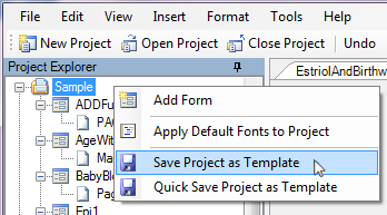 Image of the Save Project as Template menu item.