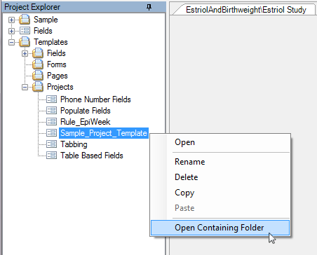 Image of the Open Containing Folder menu item.