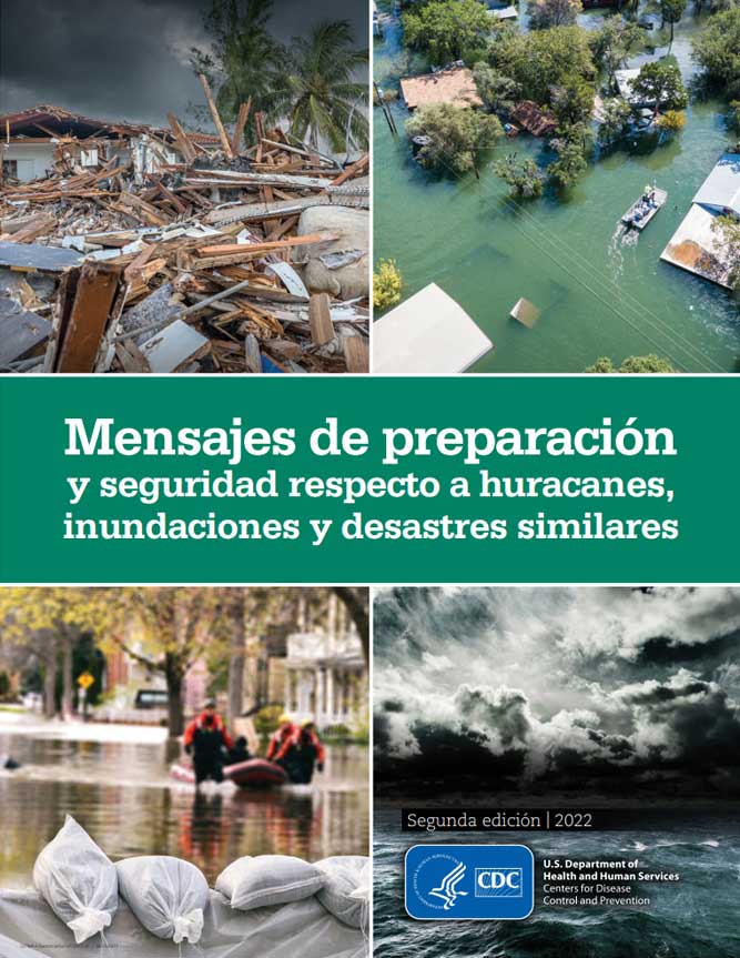 Gráfico de portada del PDF Preparación y mensajería para huracanes, inundaciones y desastres similares
