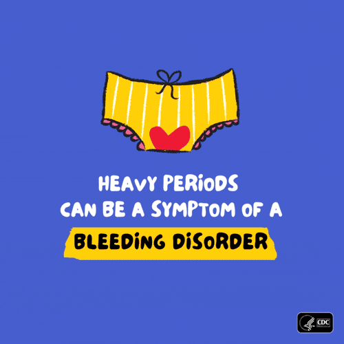 Animated graphic featuring concerns about heavy periods