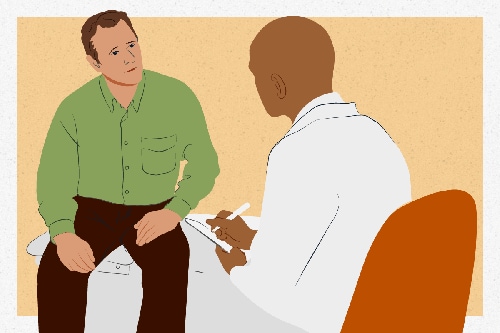 Patient speaking with doctor