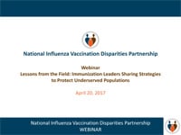 Seminario virtual de la Asociación Nacional contra las Desigualdades en la Vacunación contra la Influenza: líderes de la inmunización