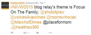 #NIVW2015 blog relay's theme is Focus on The Family
