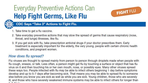 Everyday Preventive Actions Can Help Fight Germs, Like Flu