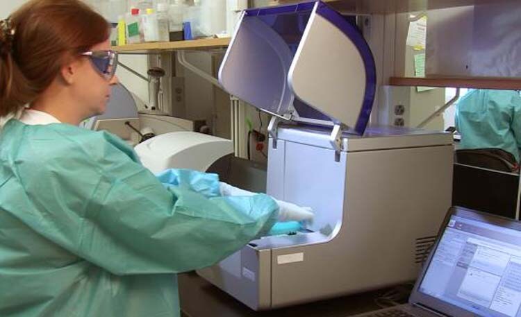 laboratory technician performs genome sequencing