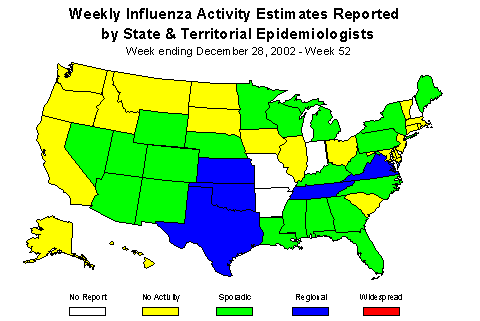 Usmap for Weekly Influenza Activity