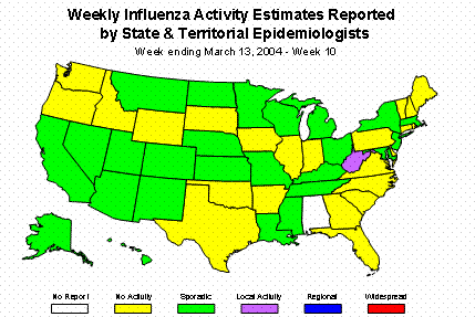 U. S. map for Weekly Influenza Activity