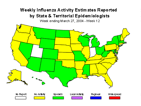 U. S. map for Weekly Influenza Activity