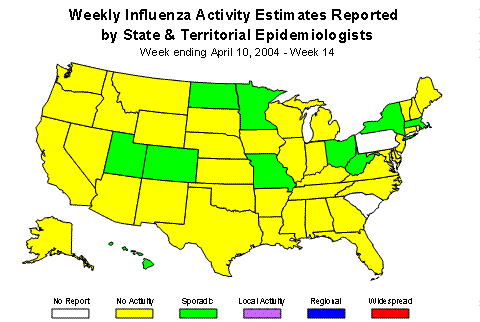 U. S. map for Weekly Influenza Activity