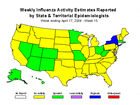 U. S. map for Weekly Influenza Activity