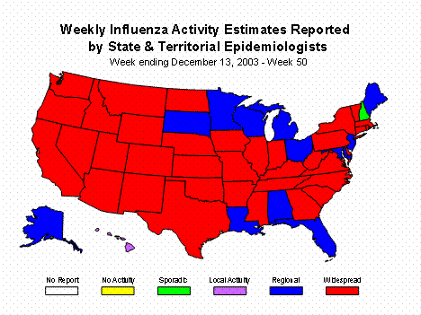 U. S. map for Weekly Influenza Activity
