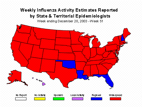 U. S. map for Weekly Influenza Activity