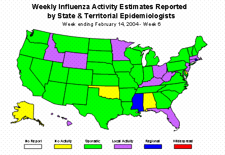 U. S. map for Weekly Influenza Activity