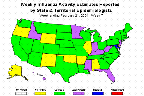U. S. map for Weekly Influenza Activity
