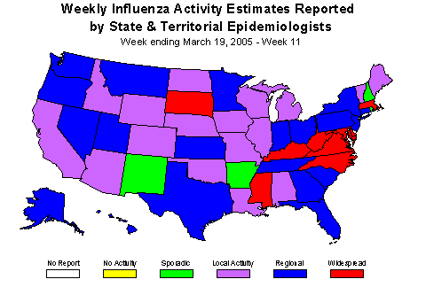 U. S. map for Weekly Influenza Activity