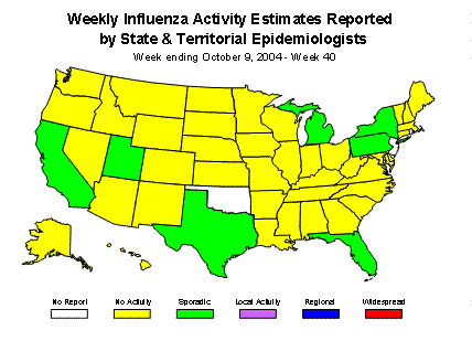 U. S. map for Weekly Influenza Activity
