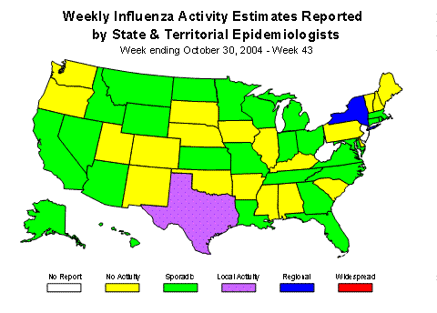 U. S. map for Weekly Influenza Activity