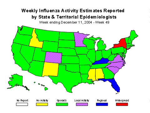 U. S. map for Weekly Influenza Activity