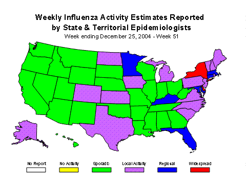 U. S. map for Weekly Influenza Activity