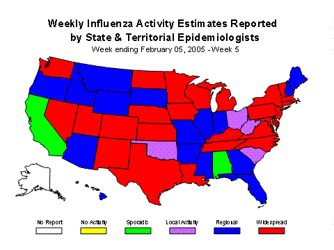 U. S. map for Weekly Influenza Activity