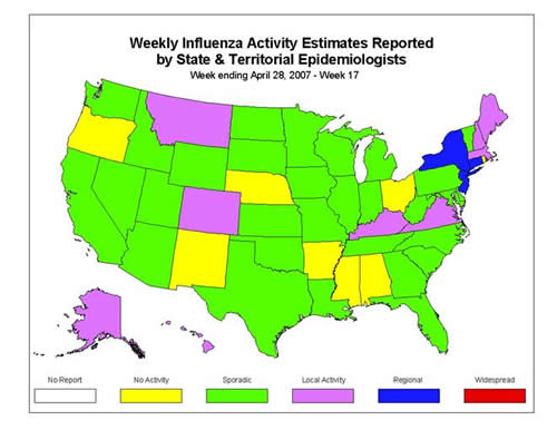 U. S. map for Weekly Influenza Activity
