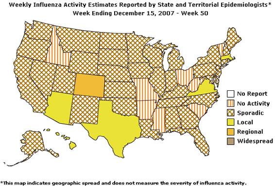 U. S. map for Weekly Influenza Activity