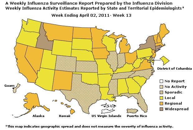 U. S. Map for Weekly Influenza Activity