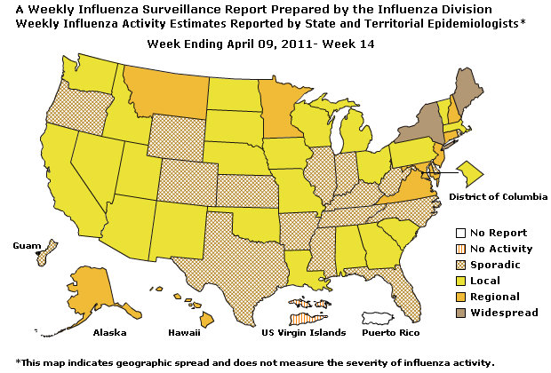 U. S. Map for Weekly Influenza Activity