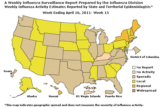 U. S. Map for Weekly Influenza Activity