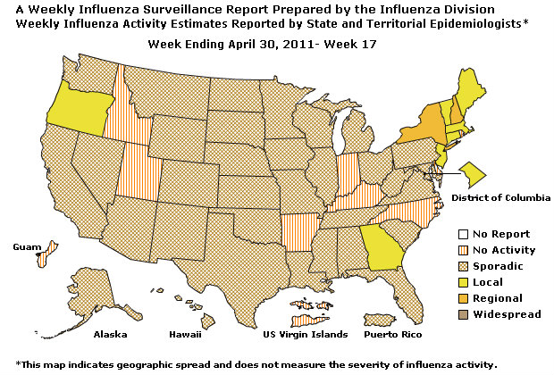 U. S. Map for Weekly Influenza Activity