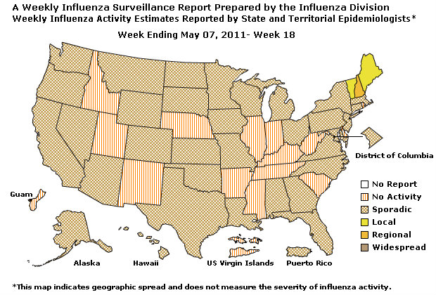 U. S. Map for Weekly Influenza Activity