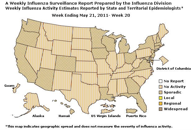 U. S. Map for Weekly Influenza Activity