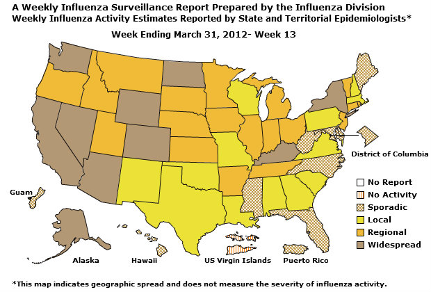 U. S. Map for Weekly Influenza Activity