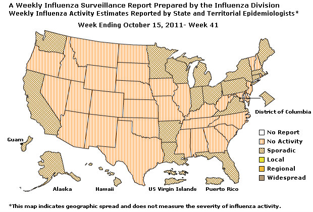 U. S. Map for Weekly Influenza Activity
