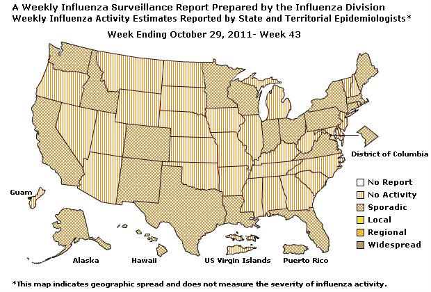 U. S. Map for Weekly Influenza Activity