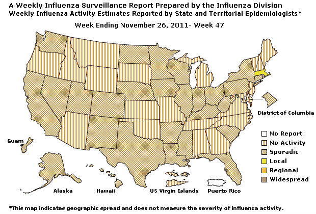 U. S. Map for Weekly Influenza Activity
